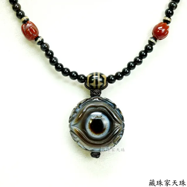 【藏珠家】精品31mm財咒天眼+八大吉祥圖天珠項鍊