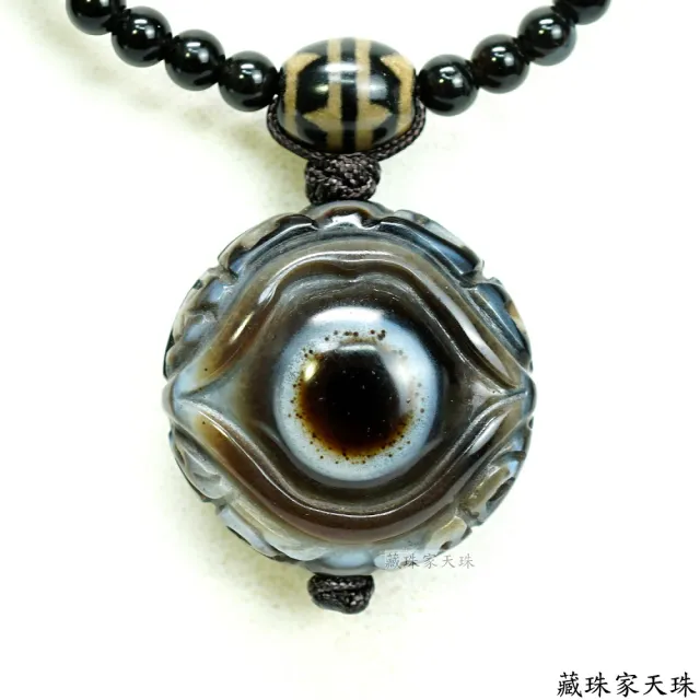 【藏珠家】精品31mm財咒天眼+八大吉祥圖天珠項鍊