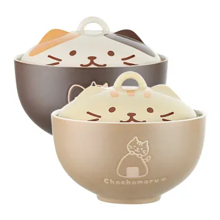 【Mass】日式貓咪陶瓷泡麵碗 附蓋可微波湯碗宵夜餐碗(550ml)