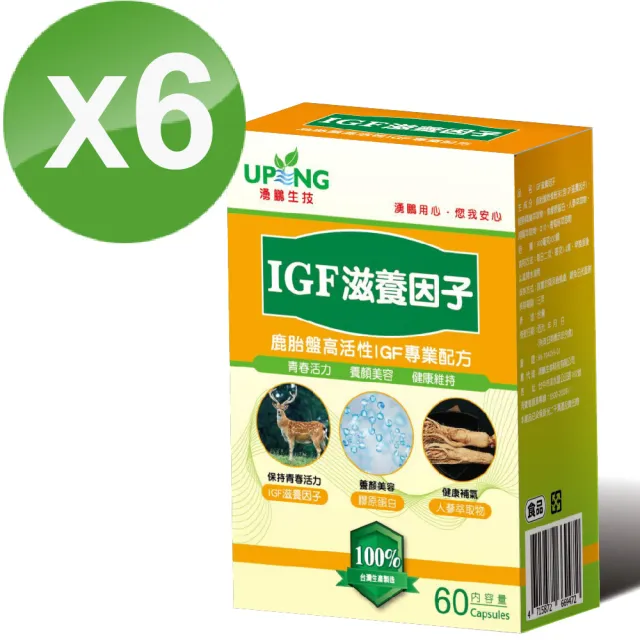 【湧鵬生技】IGF滋養因子買4送2六入組(鹿胎盤；燕窩；Q10；60顆/盒；共360顆)(春節禮盒)