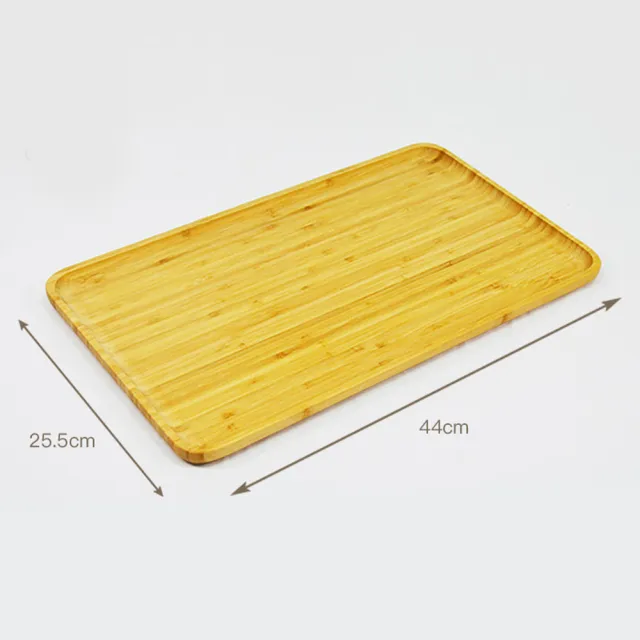 【YU Living 信歐傢居】竹製長方形托盤 木盤 餐盤(長44cm/原木色)