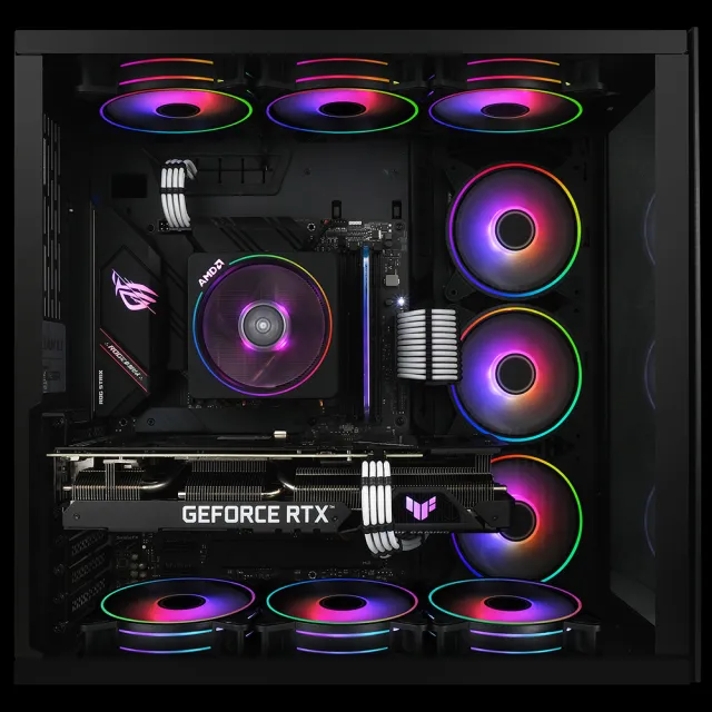 【EZDIY-FAB】黑色月光型風扇 ARGB PWM風扇附風扇集線器 智慧溫控靜音 散熱風扇-5顆(電腦散熱風扇)