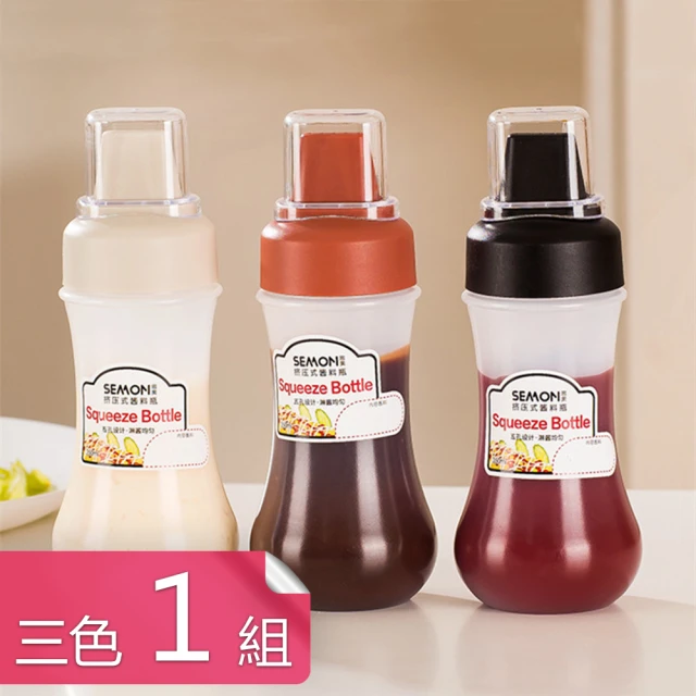 【Dagebeno荷生活】日式沙拉醬油膏調料擠壓瓶 帶標簽刻度五孔醬料瓶(三色各1入)