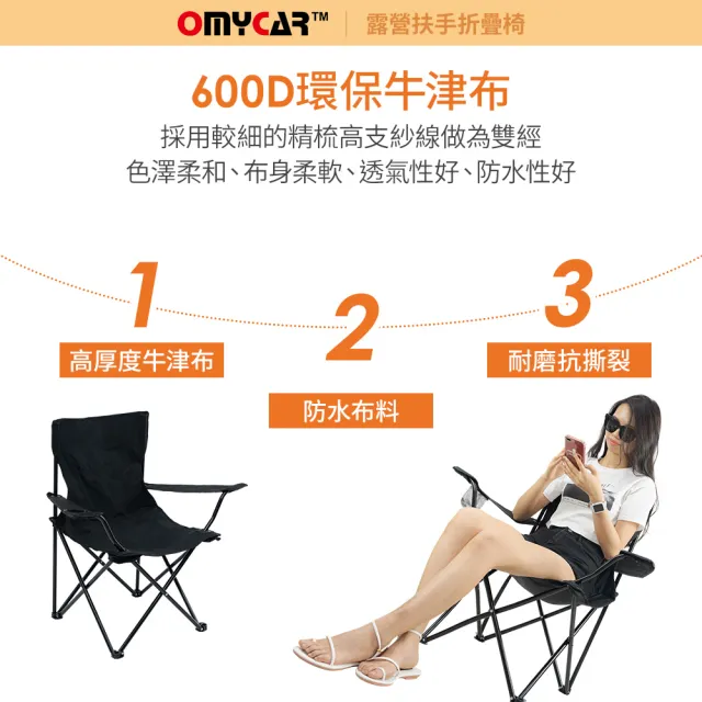 【OMyCar】戶外露營扶手折疊椅-快(收納椅 釣魚椅 露營椅 戶外椅 導演椅 野餐)