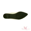 【MIRA】菱格紋梯形鑽飾尖頭低跟鞋-白-W18403N09(尖頭鞋/休閒鞋/真皮)