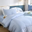 【Simple Living】長效涼感天絲福爾摩沙拼接被套床包組-淺藍x白(雙人)