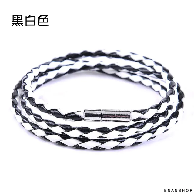 【ENANSHOP 惡南宅急店】龐克編織多圈手鍊2入組 韓國流行手環 皮革手鍊 歐美風 情侶手環-0358B
