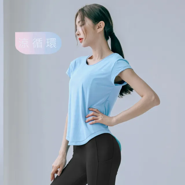 【BODYAIR】冰感輕盈點布綁腰罩衫上衣(瑜珈.運動.慢跑)