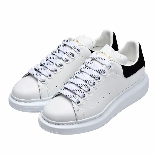 【ALEXANDER MCQUEEN】經典厚底編織鞋帶休閒鞋(白/黑553770-WHGP7-WHI-BLK)