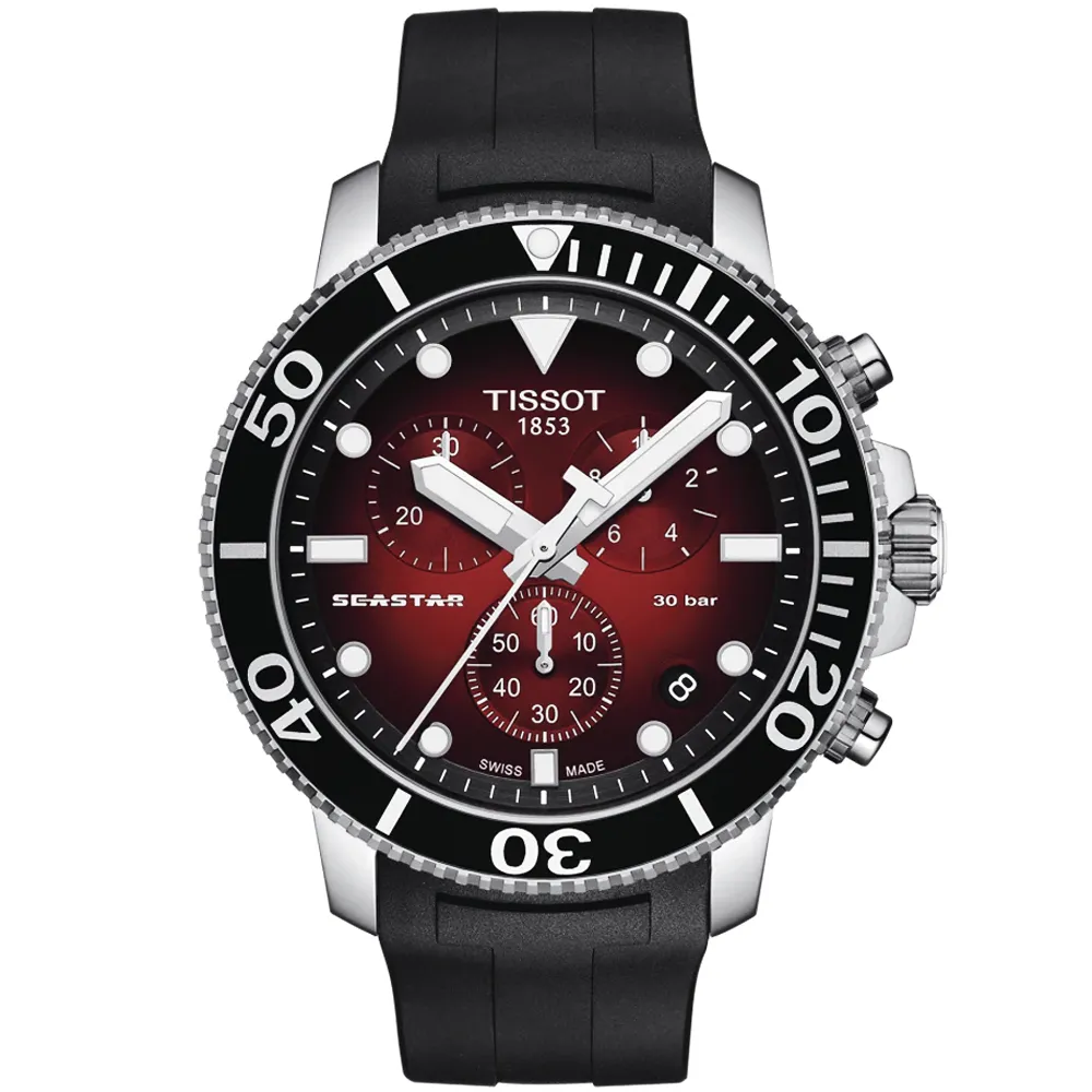 【TISSOT 天梭】官方授權 水鬼 Seastar 1000 海洋之星300米潛水石英計時手錶 雙11 優惠(T1204171742100)