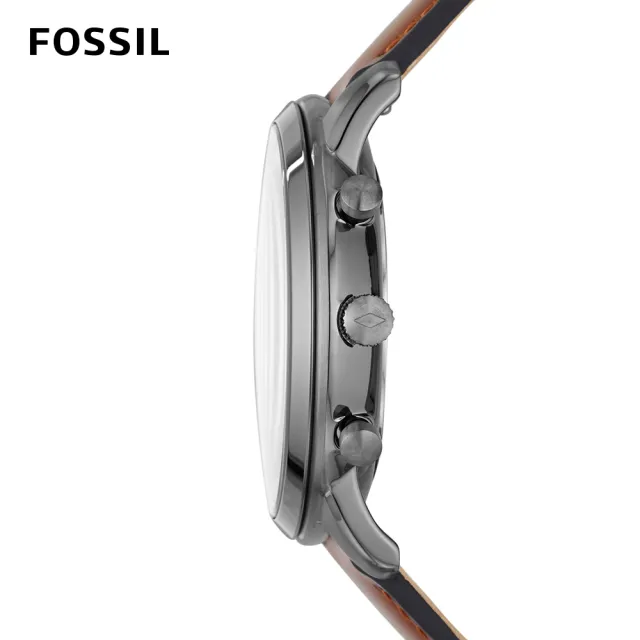 【FOSSIL 官方旗艦館】Neutra新雅仕三眼計時 棕色真皮指針手錶 44 mm FS5512