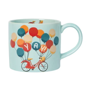 【DANICA】Jubilee石陶馬克杯 氣球單車415ml(水杯 茶杯 咖啡杯)