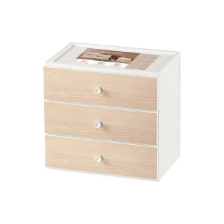 【KEYWAY 聯府】玉木桌上三層收納盒(木紋 抽屜櫃 MIT台灣製造)