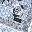 【LANVIN 浪凡】歐式風格蕾絲玫瑰純綿帕巾(藍色)