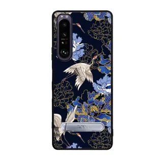 【apbs】Sony Xperia 1 IV & I0 IV 減震立架手機殼(浮世繪牡丹與鶴)