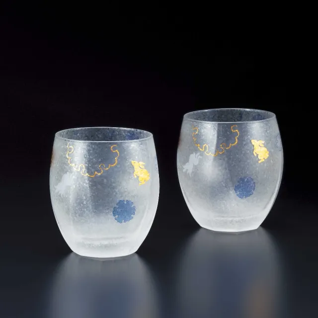 【ADERIA】日本雪兔對杯 345ml 2入禮盒組 玻璃杯 威士忌杯(威士忌杯 玻璃杯)