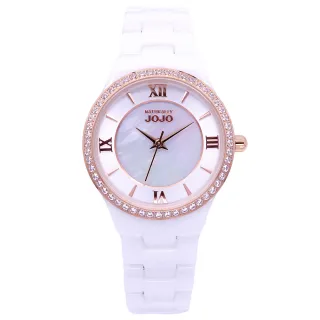 【NATURALLY JOJO】NATURALLY JOJO 璀璨花漾陶瓷晶鑽腕錶-白-JO96929-81R
