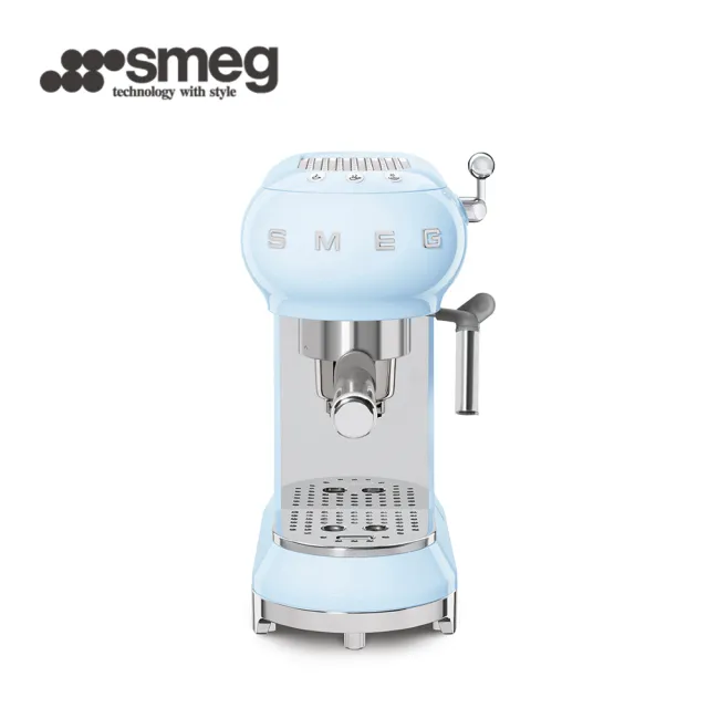 【SMEG】義大利半自動義式咖啡機-粉藍色(ECF01PBUS)