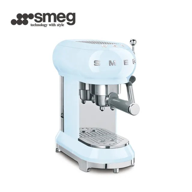 【SMEG】義大利半自動義式咖啡機-粉藍色(ECF01PBUS)