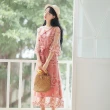【Pyua】唯美花朵刺繡網紗復古連身洋裝(刺繡洋裝 網紗洋裝 連身洋裝)