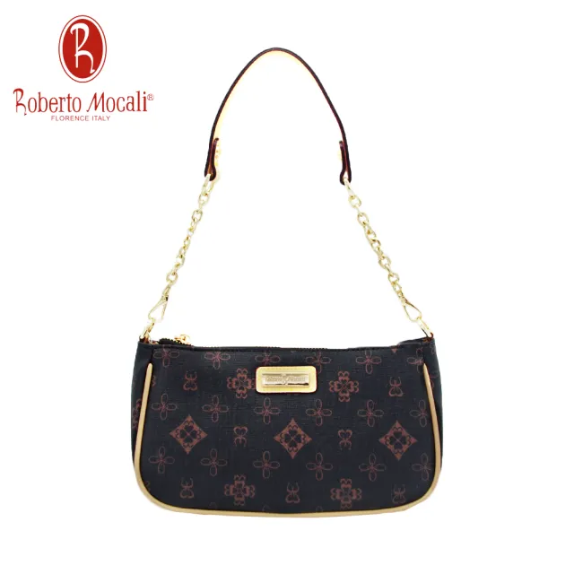 【Roberto Mocali】雙11 黑金 U型雙鏈帶斜/側背包RM-63126(小)