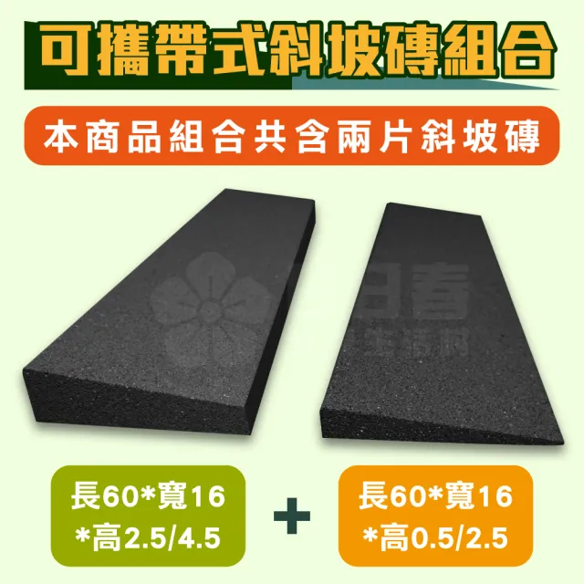 可攜帶式斜坡磚組合 黑色 兩片(斜坡板組合)