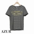 【AZUR】ROSSA 燙金感英文字條紋T-shirt