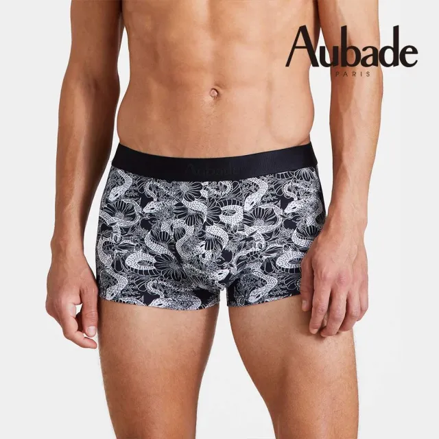 【Aubade】短版頂級莫代爾棉 彈性四角男褲 平口褲(蛇與花-2211)