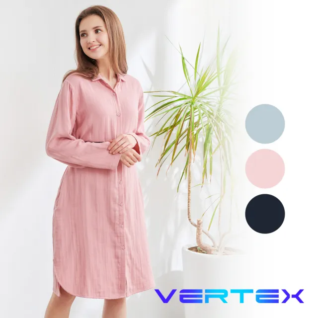 【VERTEX】100%日本多重櫻花棉長版衣(深藍/淺藍/粉色)