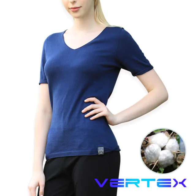 【VERTEX】2件組-零極限18針黃金海島棉上衣(深藍/粉桔)