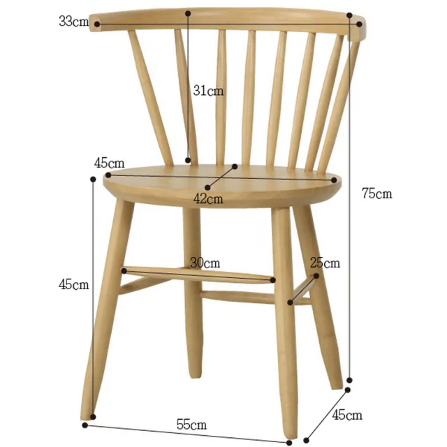 【NITORI 宜得利家居】◆實木餐椅2件組 NUTS TW LBR 橡膠木(NUTS 實木)