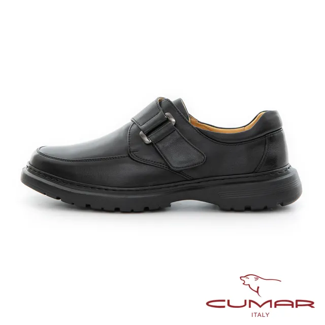 【CUMAR】舒適輕量 方便魔術貼商務鞋(黑色)