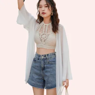 【TING BRA 婷姐內衣】長袖透薄款中長版開衫防曬外罩罩衫(外罩 罩衫 泳衣罩衫)