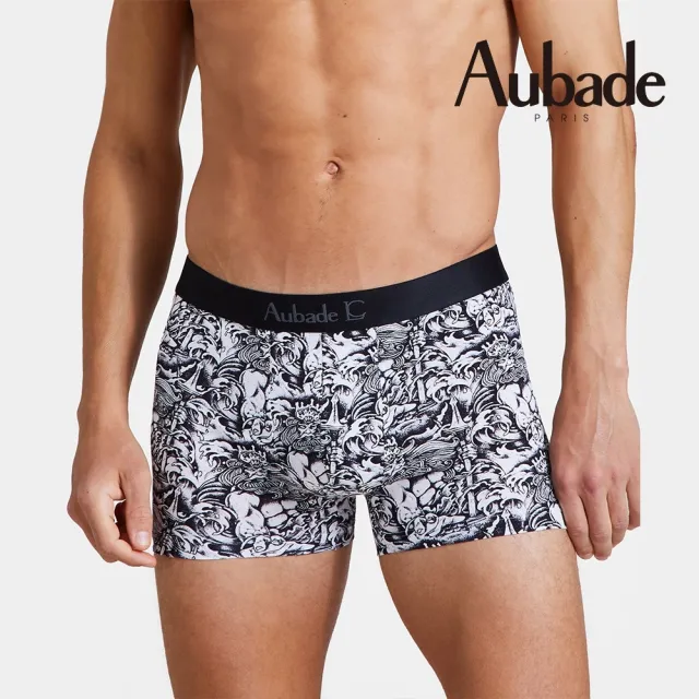 【Aubade】聯名款長版頂級莫代爾棉 彈性四角男褲 平口褲(海龍王-2216)