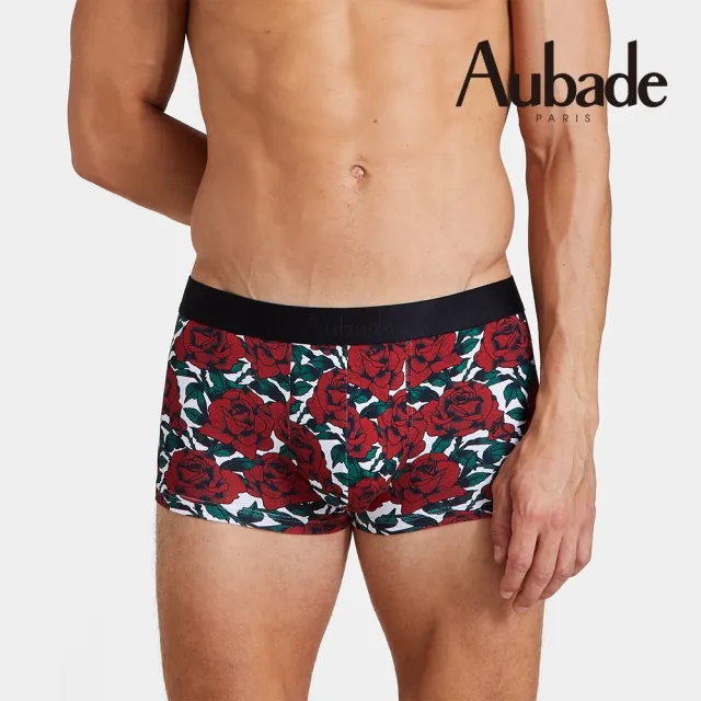 【Aubade】短版頂級莫代爾棉 彈性四角男褲 平口褲(玫瑰-2213)
