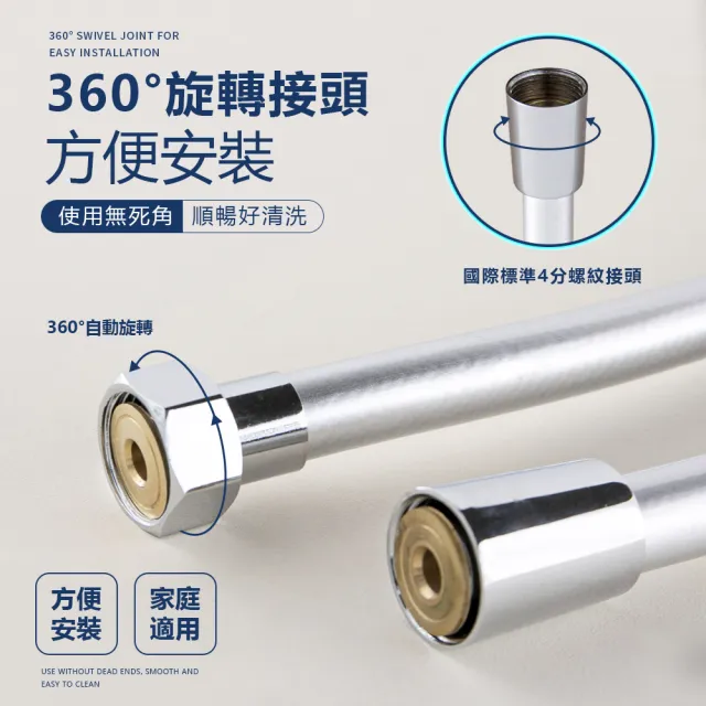 【FL 生活+】高耐壓抗污防繞淋浴專用管-1.5公尺(淋浴水管/軟管/蓮蓬頭水管/淋浴管/浴室水管/FL-276)
