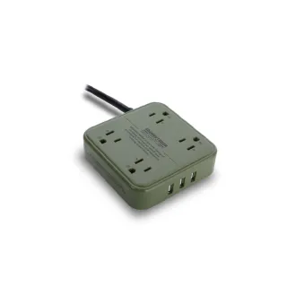 【ADAMOUTDOOR】4座USB延長線1.8M軍綠(ADPW-PS3413UG)
