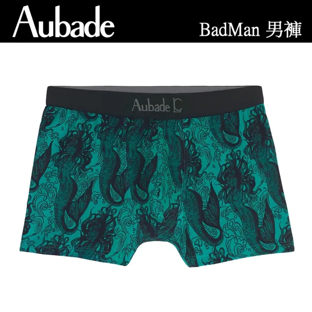 【Aubade】聯名款長版頂級莫代爾棉 彈性四角男褲 平口褲(美人魚-2215)
