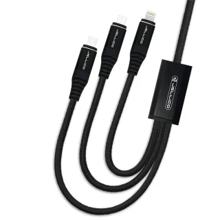 【Jellico】1.2m耐韌系列3合1Mirco-USB/Lightning/Type-C充電線(JEC-NS13-BK)