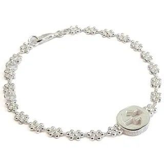 【GUCCI 古馳】Interlocking G 925純銀雙G墜飾雪花手鍊