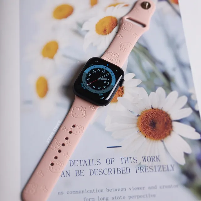 STAR TIME】Apple Watch 42/44/45/49mm 可愛貓咪花紋單釘內扣/釘扣款