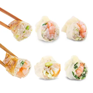 【果貿吳媽家水餃】海味Q彈鮮蝦6盒組(干貝、高麗菜、韭菜、韭黃蝦、高麗菜肉、蝦鍋貼)