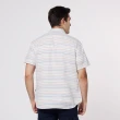 【NAUTICA】男裝水洗棉麻條紋短袖襯衫(白色)