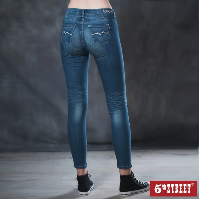 【5th STREET】女輕量顯瘦牛仔褲-中古藍