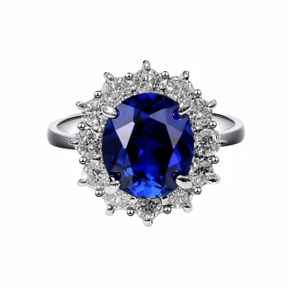 【City Diamond 引雅】『勇氣之心』鉑金藍寶石3克拉鑽石白K金鑽戒