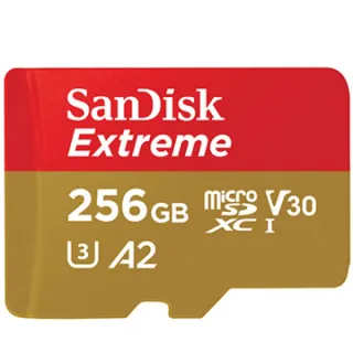 【SanDisk 晟碟】[極速升級 全新版] 256GB Extreme microSDXC V30 A2 記憶卡(讀取190MB/s 原廠永久保固)