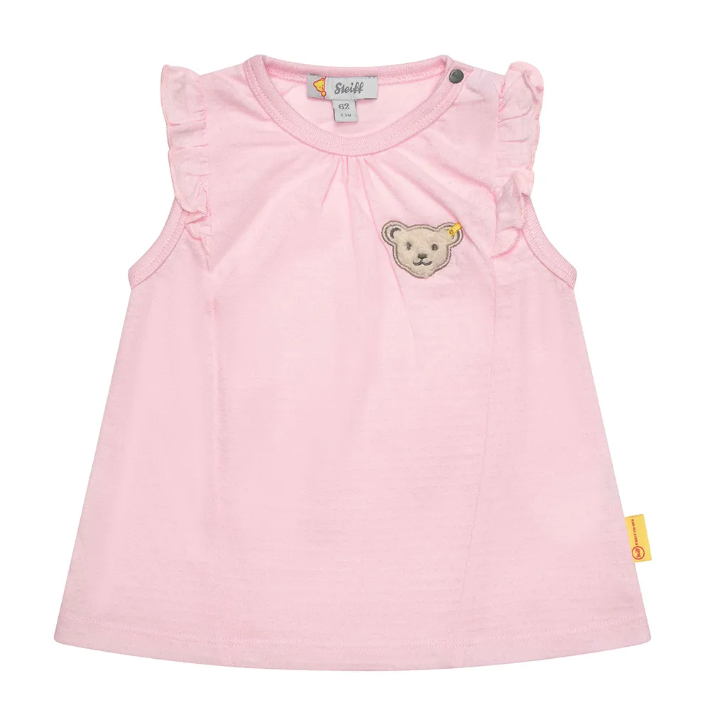 【STEIFF】熊頭童裝 荷葉袖無袖T(短袖上衣)