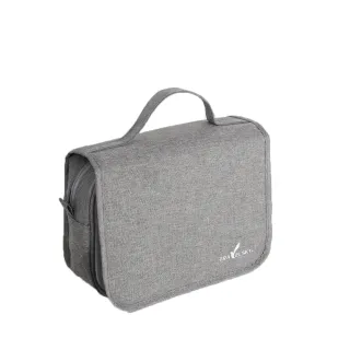 【旅遊必備】可吊掛旅遊手提收納包-灰(防水 盥洗包 旅行包 分層洗漱包 美妝袋 瓶罐 化妝包 出差)