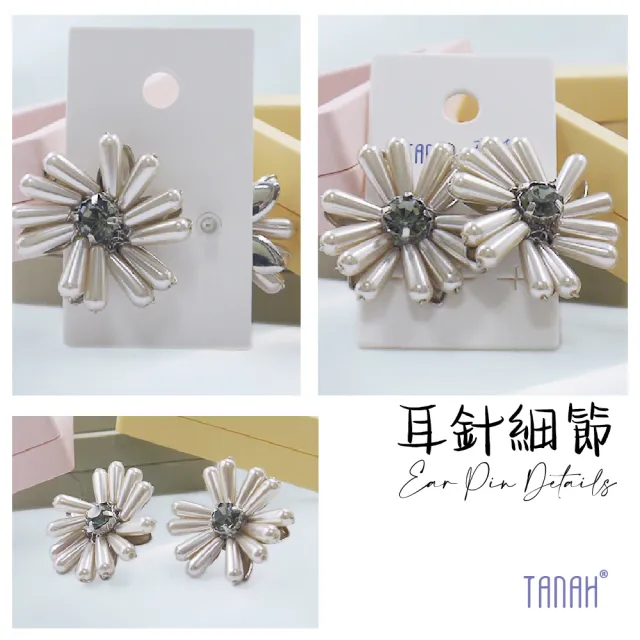 【TANAH】復古時尚 花型 鑲鑽款 耳針 耳環(E033)