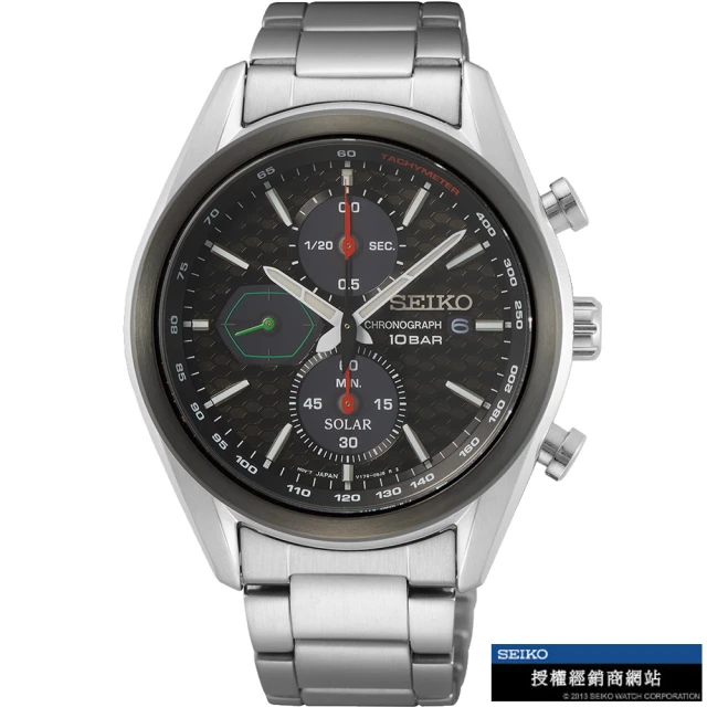 SEIKO 精工 三眼計時太陽能男錶 指針錶 手錶 禮物(SSC803P1/V176-0BH0D)